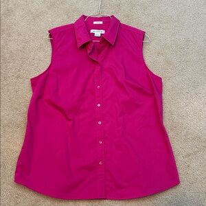 Liz Claiborne Women's Fuchsia Stretch Sleeveless Button Down Shirt